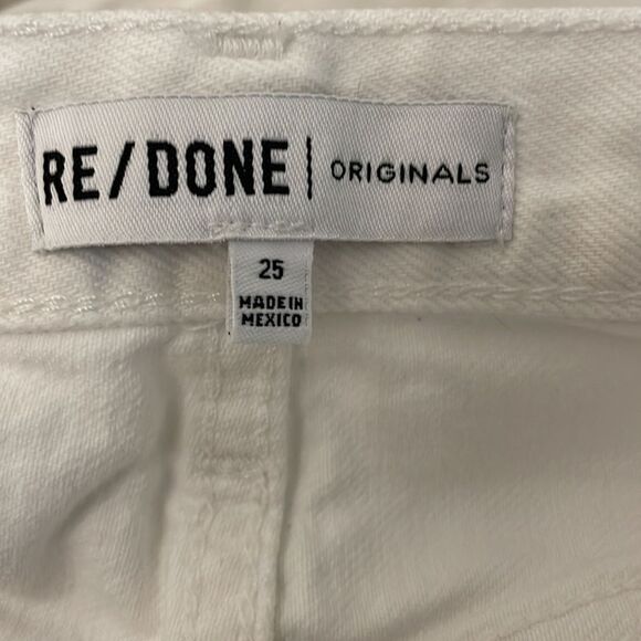 Re/Done 70s Stove Pipe High Rise Straight Ankle Jeans in Vintage White - Picture 9 of 10